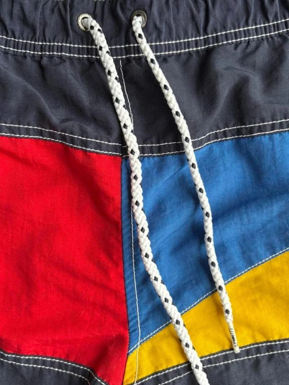 Y2K Tommy Hilfiger Colorblock Swim Trunks - Navy, Red, Blue, Yellow